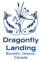 Dragonfly Landing logo. water garden, koi pond supplies and service